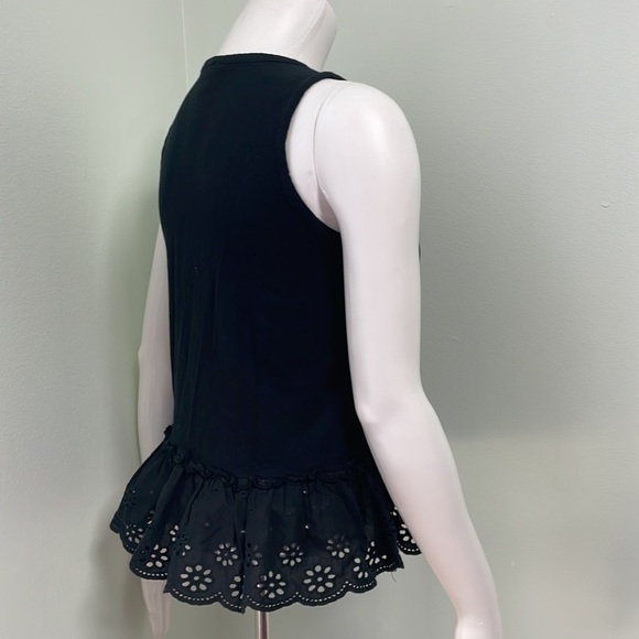 J. Crew Black Eyelet Hem Tank size XS - Picture 3 of 5
